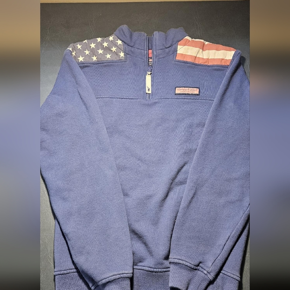 Vineyard Vines Men's Blue Quarter-Zip Sweater